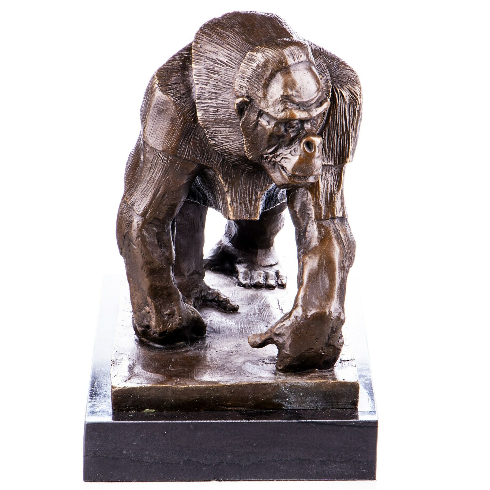 Gorilla Bronze Figure On Marble Base, Amazing Sculpture Of Wild Animal, Signed Statue, Gift Idea, Office And Home Decoration photo for sale