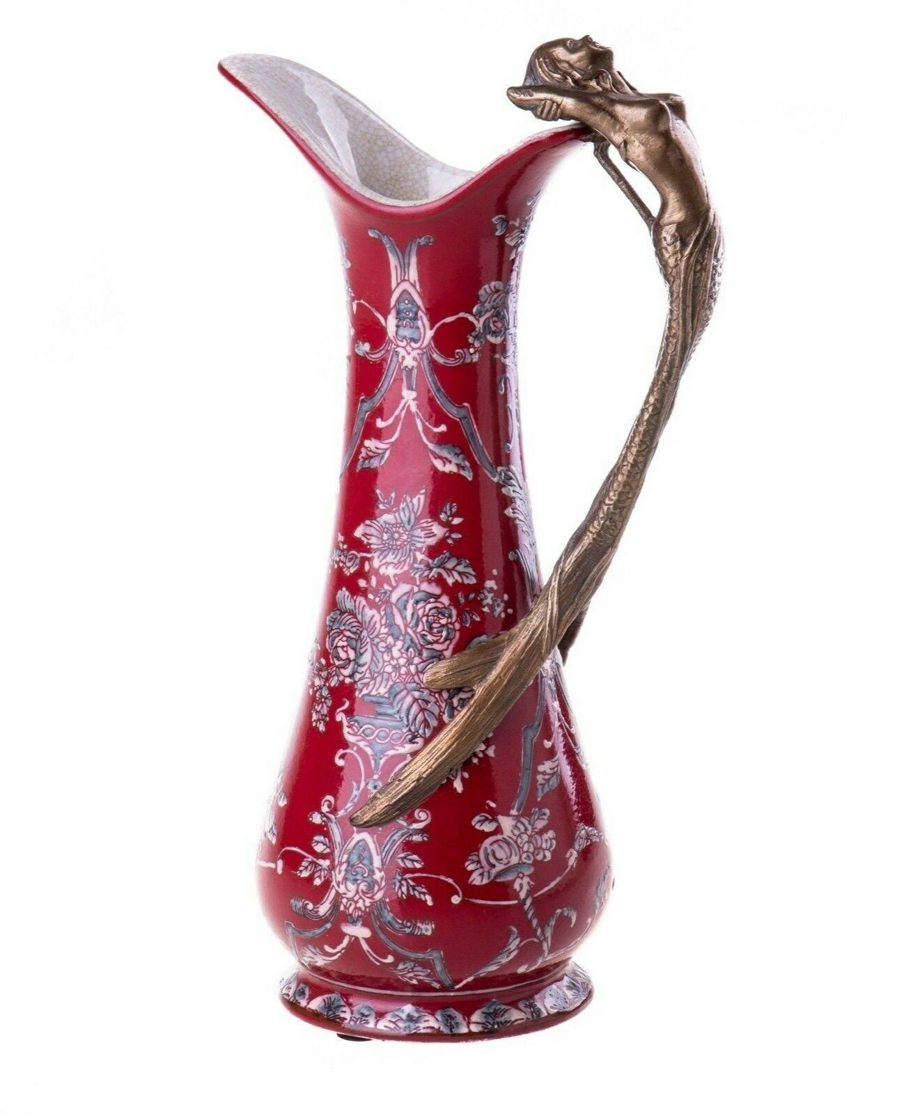 Decorated Decanter With A Porcelain And Bronze Mermaid Art Nouveau Style
