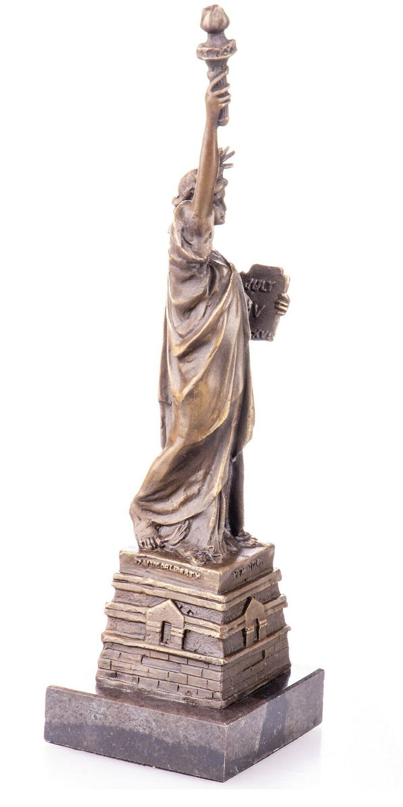 Statue Of Liberty Bronze Sculpture, Modern Bronze Statue On Marble Base, America USA Symbol New York City Icon photo for sale