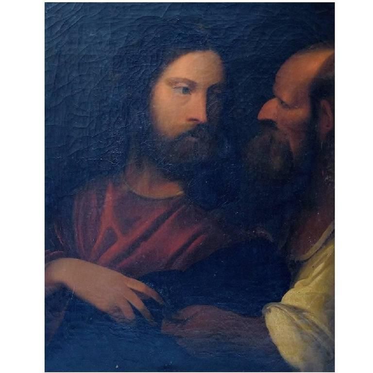 Unknown Artist, 19th Century Oil On Canvas, Biblical Motif After Titian