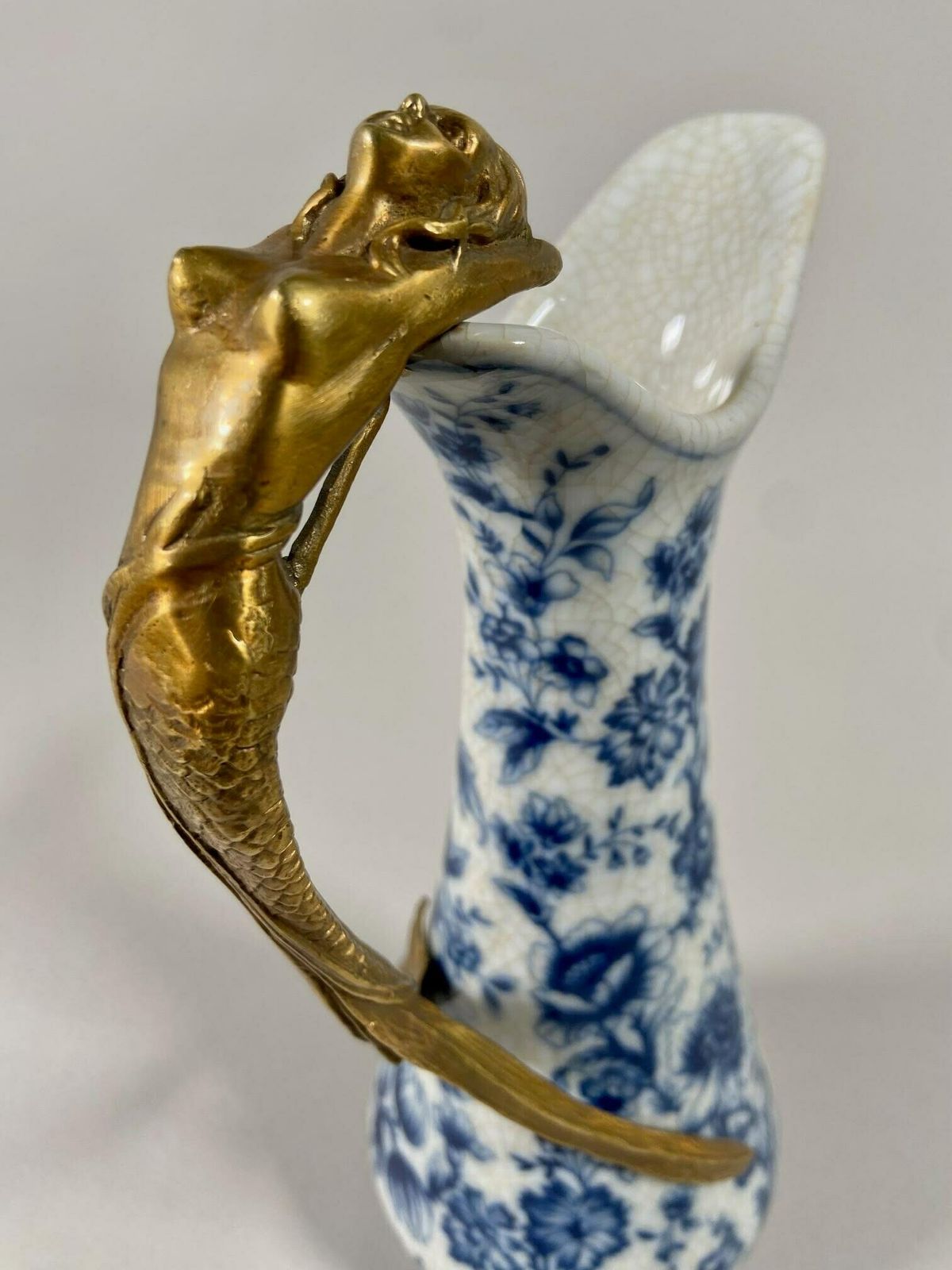 Decorated Decanter With A Porcelain And Bronze Mermaid Art Nouveau Style photo Home Decor