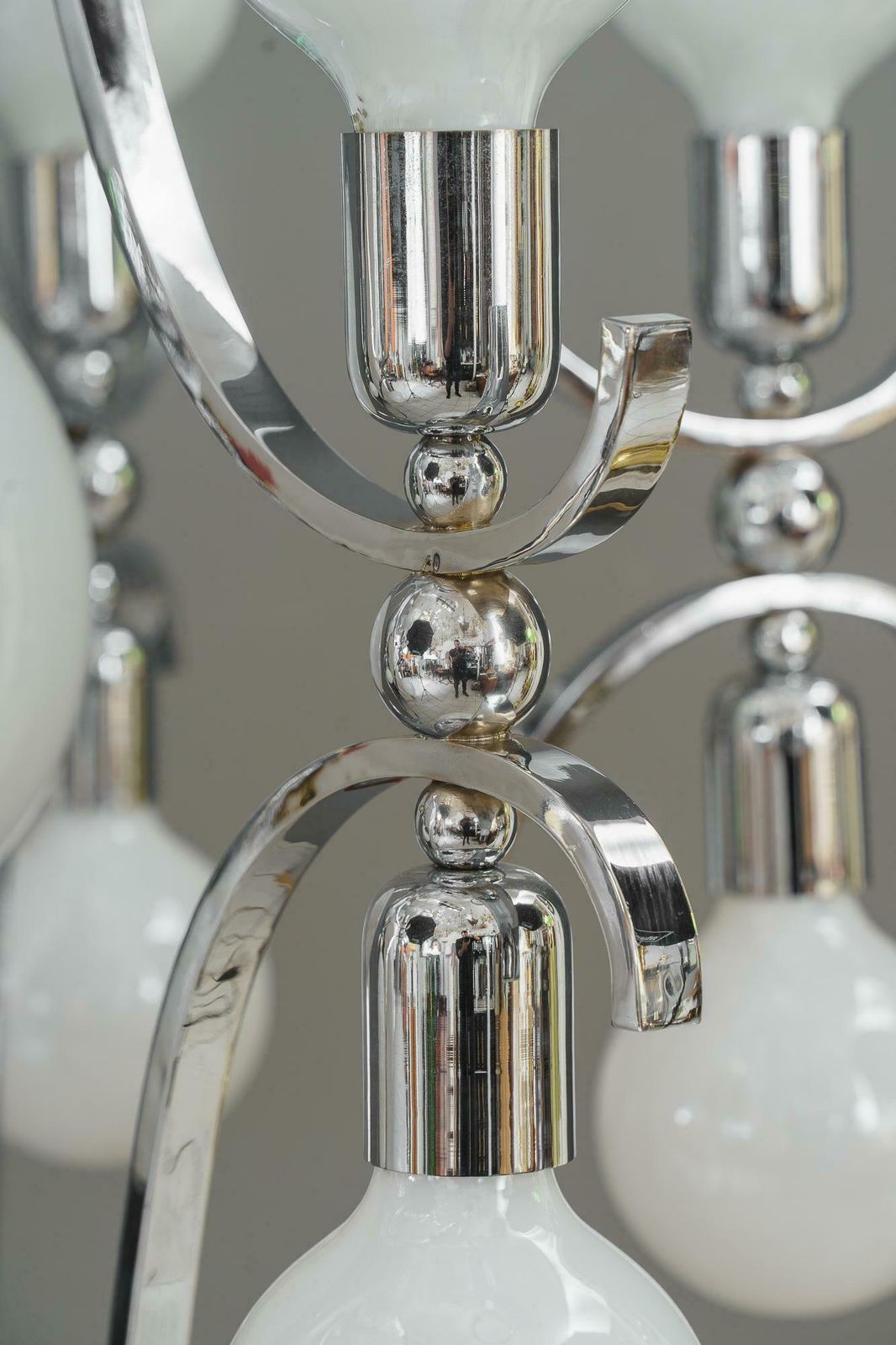 Rare And Very Big Chrome Chandelier Vienna Around 1920s photo 10528.0