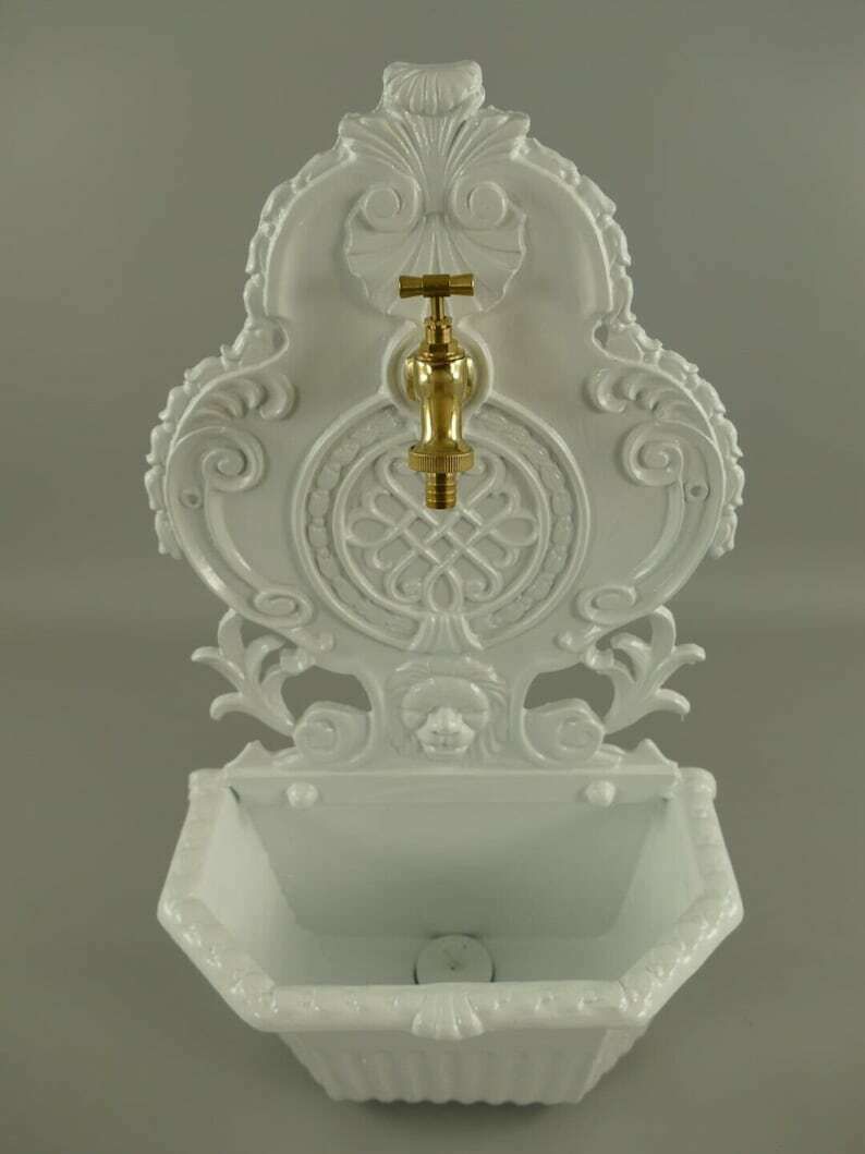 Antique Style Wall Fountain Cast Aluminum Sink Green Height 58 Cm photo furniture