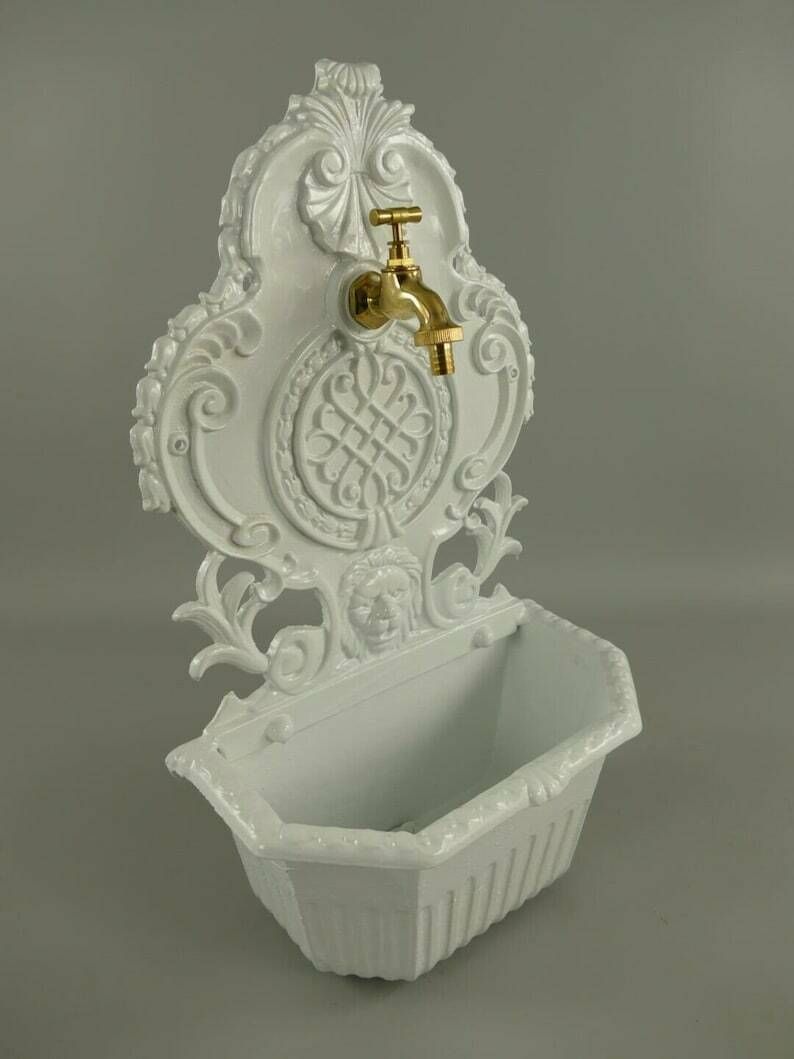 Antique Style Wall Fountain Cast Aluminum Sink Green Height 58 Cm photo 322.0