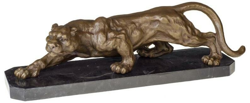 Vintage Sneaking Panther Large Bronze Sculpture , Gift , Office Deco, Home Deco