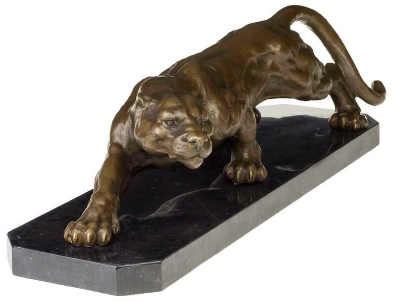 Vintage Sneaking Panther Large Bronze Sculpture , Gift , Office Deco, Home Deco photo furniture