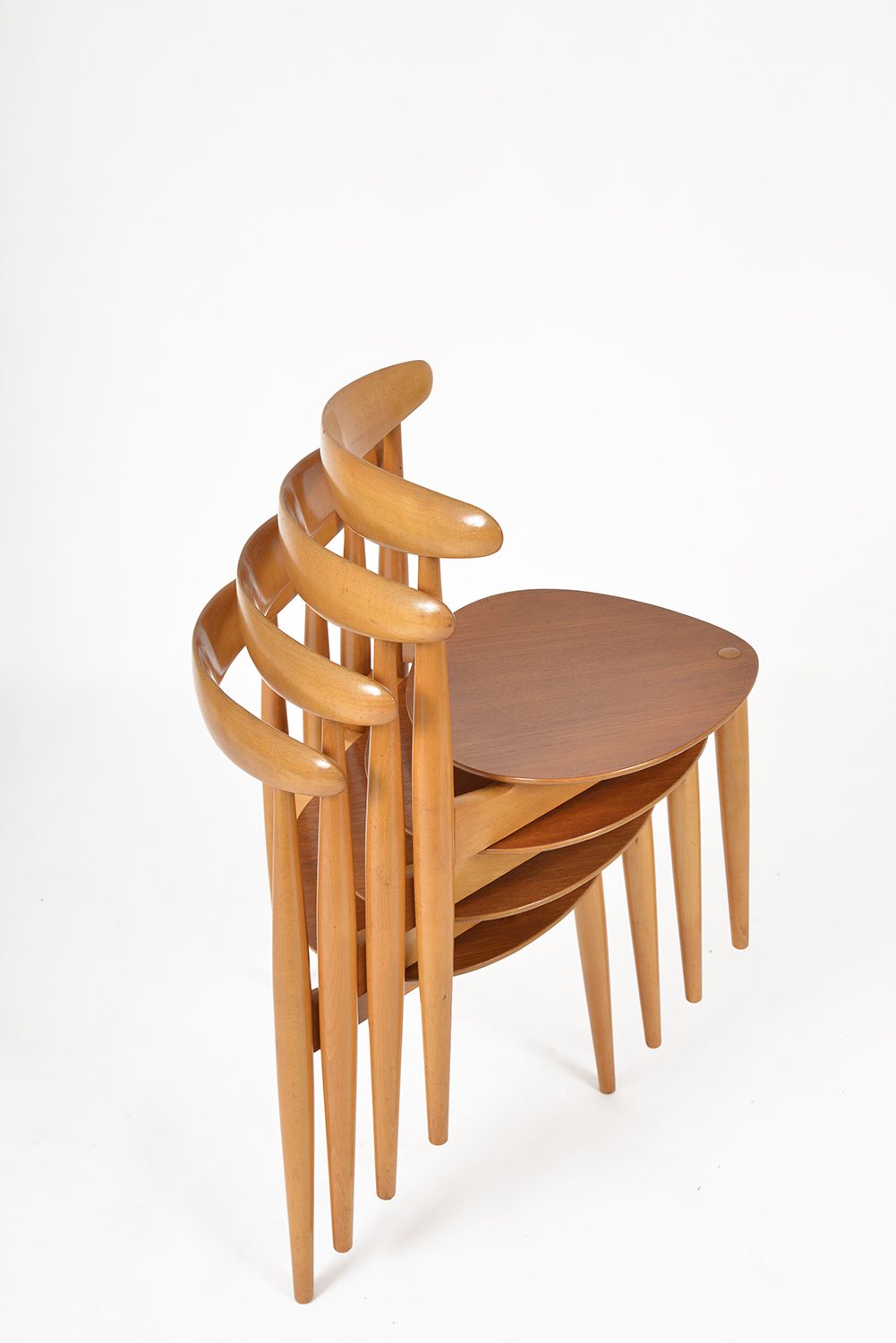 1950s Set 4 Fh4103 Heart Dining Chairs By Hans Wegner For Fritz Hansen Denmark photo Furniture
