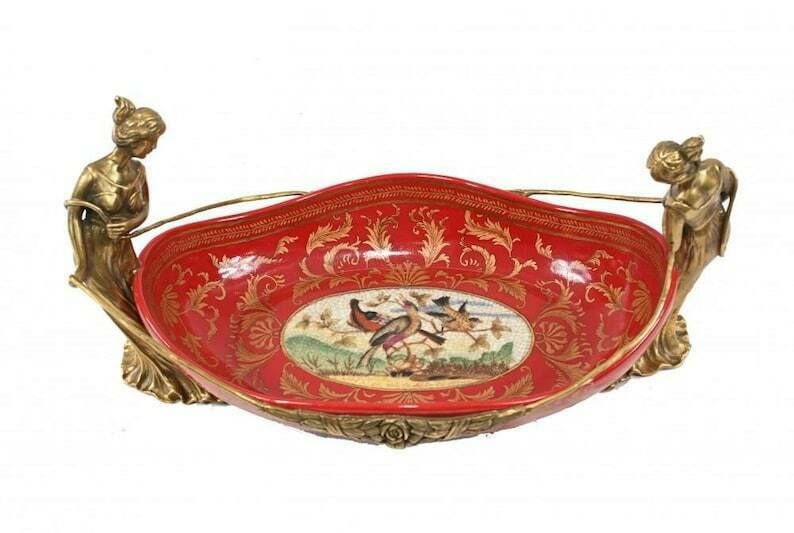 Antique Gorgeous French Art Nouveau Style Porcelain Dish, Wedding Gift, Home Deco, Office Deco