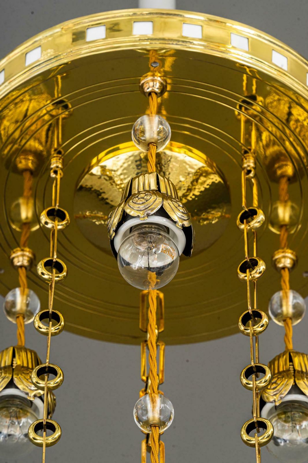 photo buy Jugendstil Chandelier With Cut Glass Shade, Vienna, 1910s
