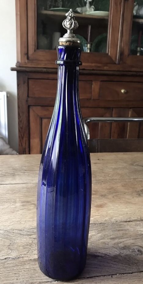 Antique Bristol Blue Wine Decanter C1870 photo for sale