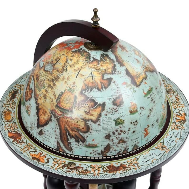 Wooden Barglobe For Drinks And Alcohols, Trolley In Shape Of Terrestrial Globe, Home Or Office Furniture photo 408.0