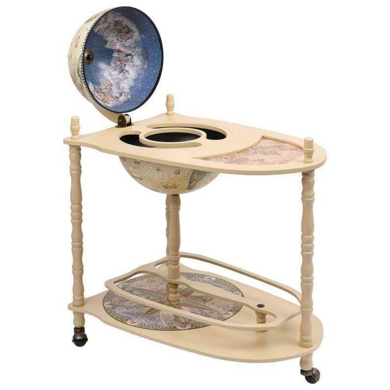 Wooden Barglobe For Drinks And Alcohols, Trolley In Shape Of Terrestrial Globe, Home Or Office Furniture photo for sale