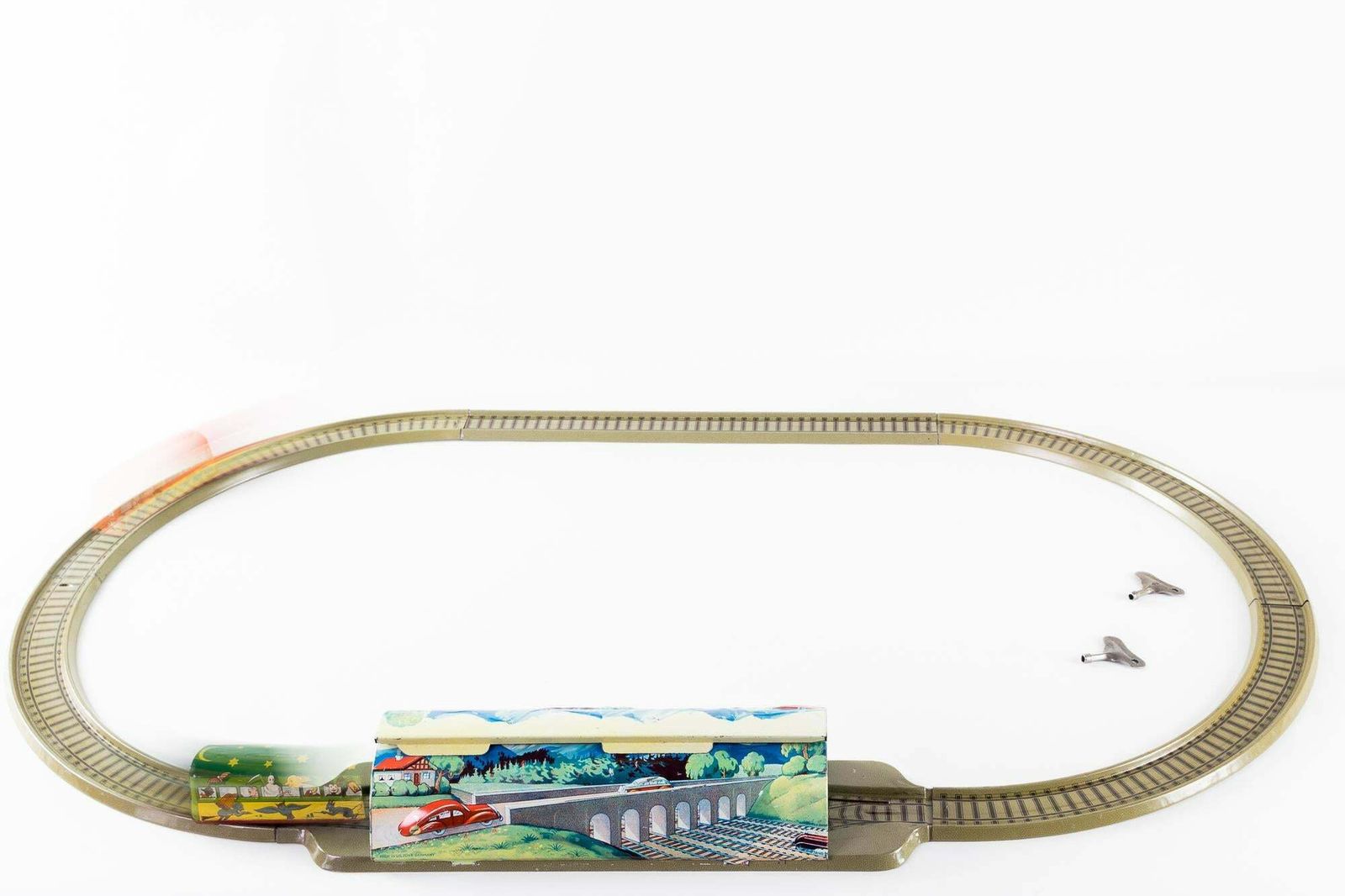 Home Decor Train Station Toy, Germany, Around 1950s photo