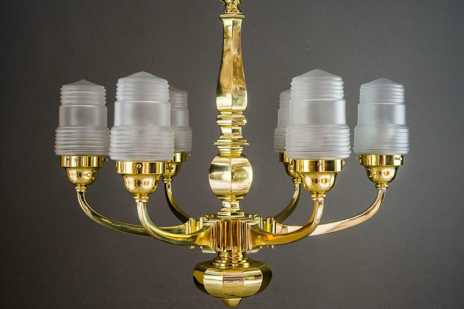 Art Deco Chandelier Vienna 1920s With Original Glass Shades photo vintage