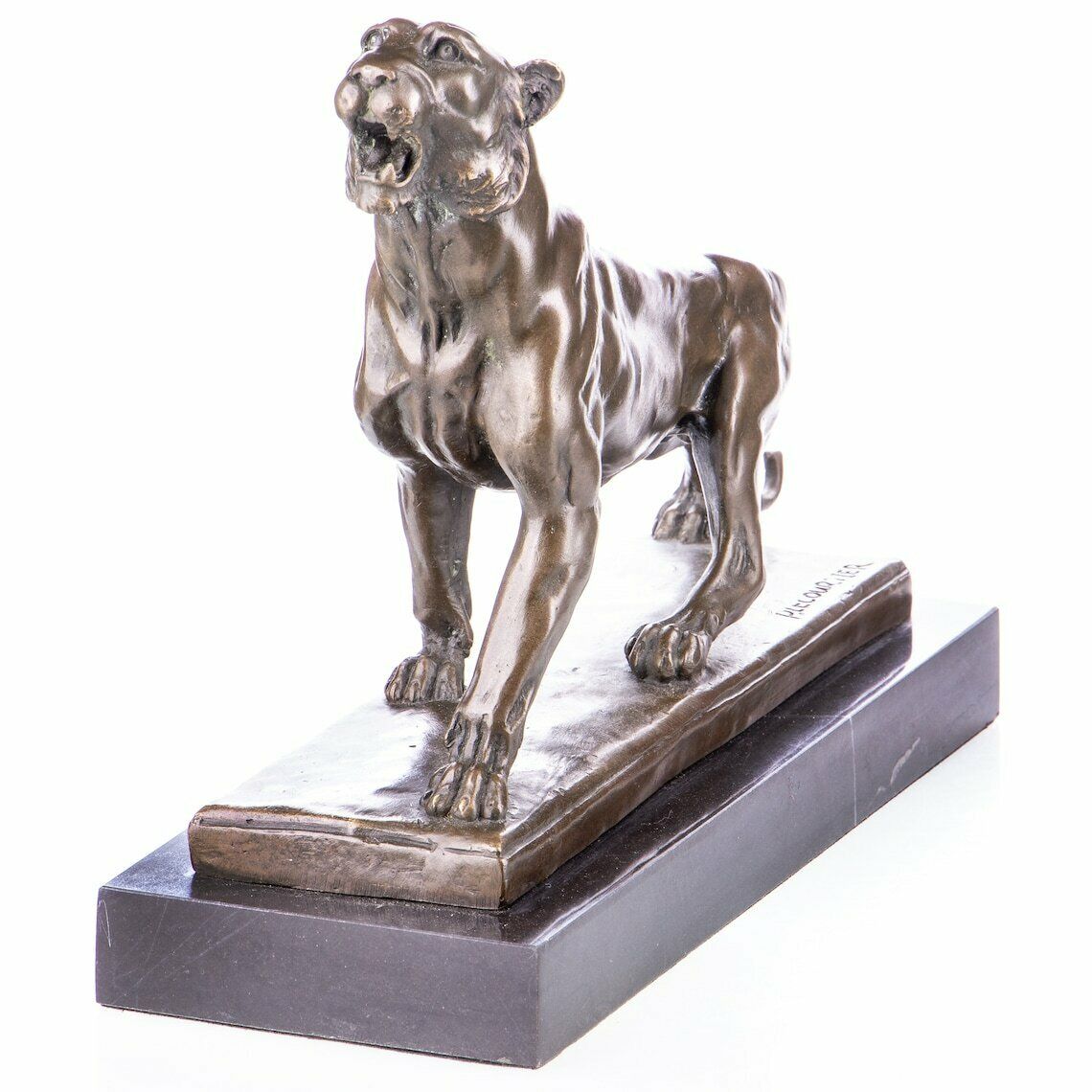 Elephants Bronze Figure On Marble Base, Amazing Sculpture Of Wild Animal, Signed Statue, Gift Idea, Office And Home Decoration photo for sale