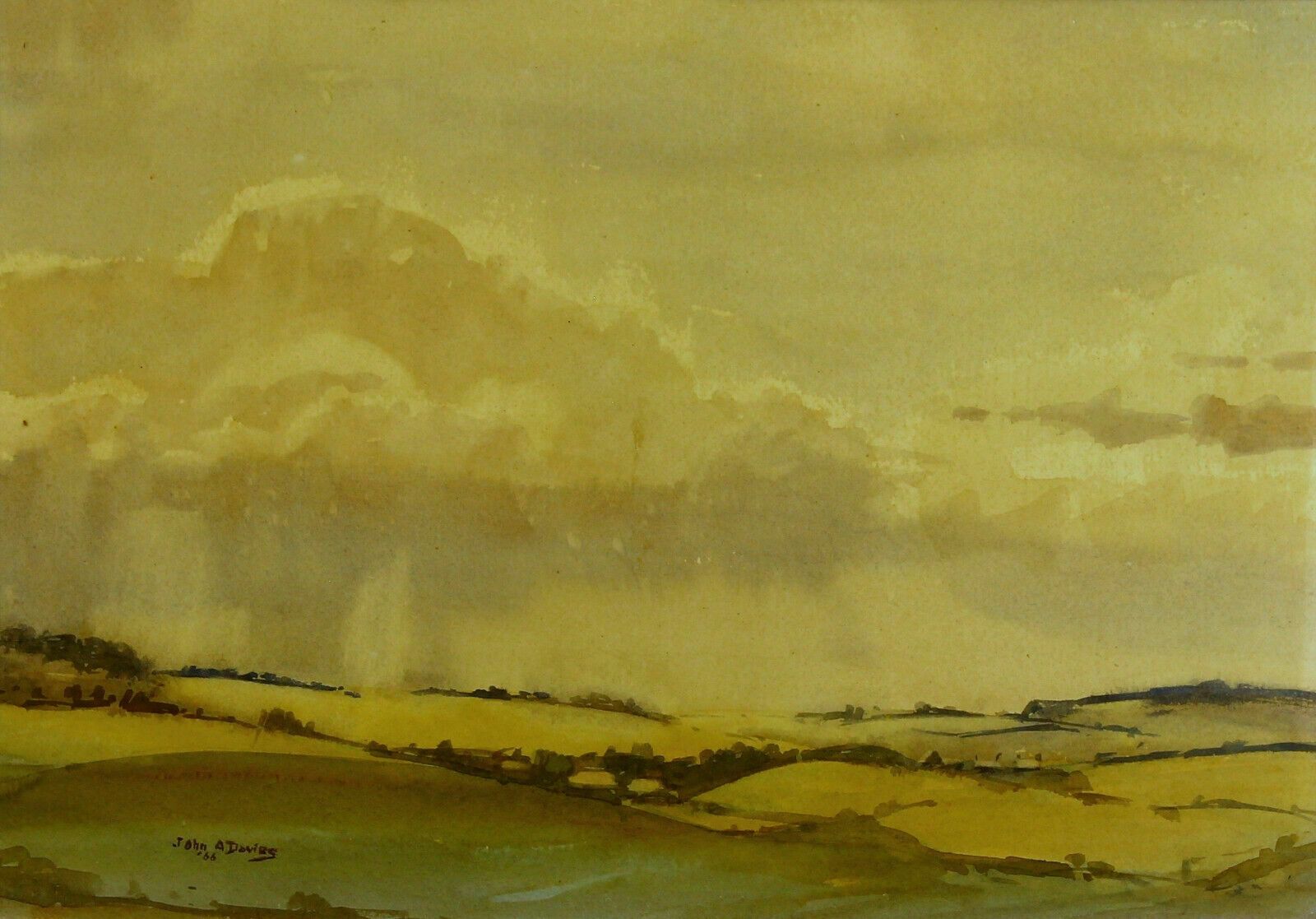 Watercolour By John A. Davies. Countryside Landscape photo furniture