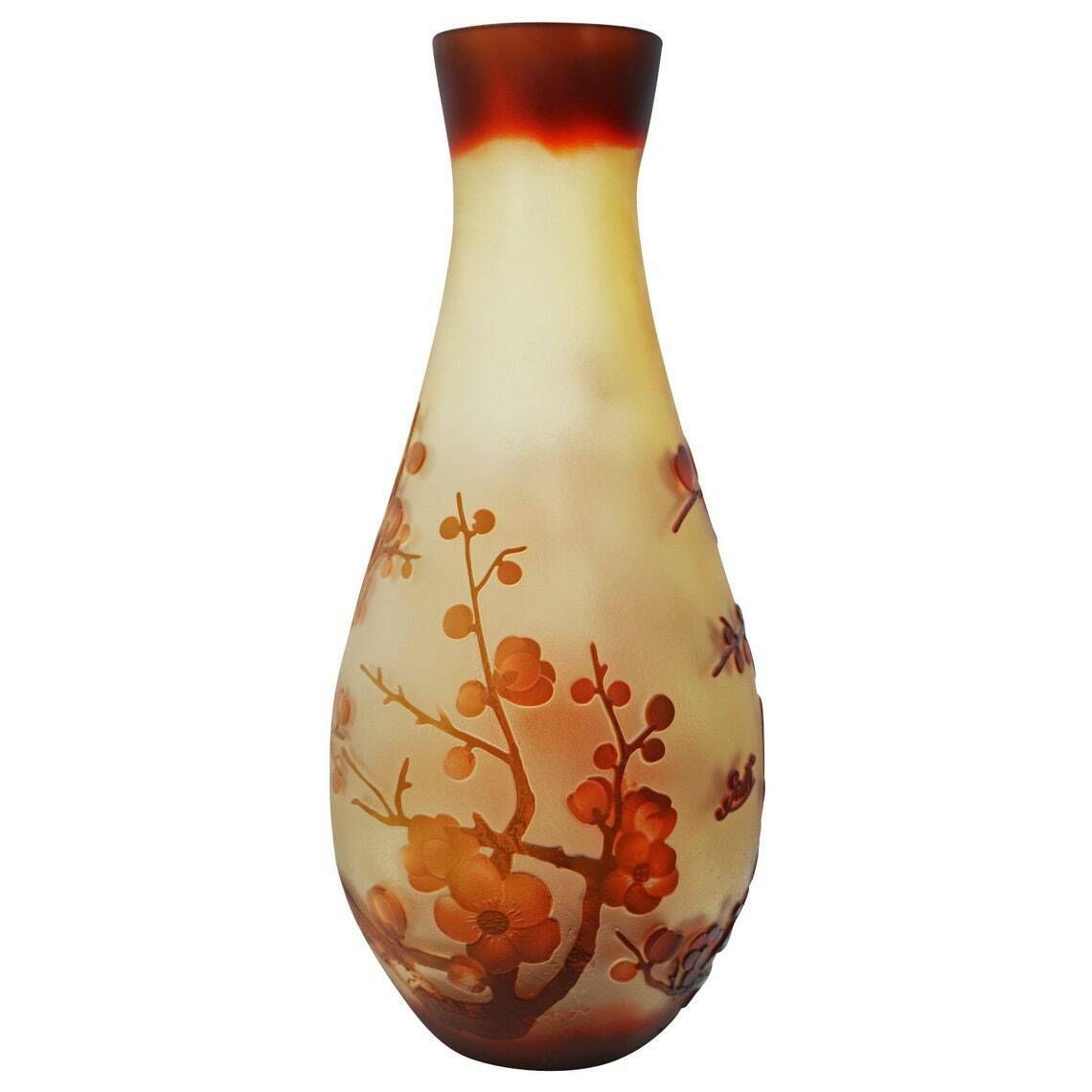 Vintage Emile Galle Style Vase, Big Glass Vase With Birds, Vase, Wedding Gift Idea photo Home Decor