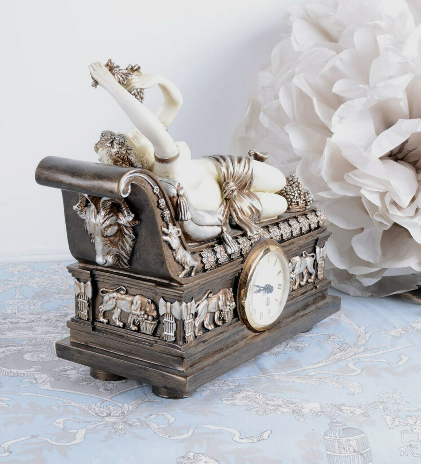 Antique Still Decorative Mantel Clock In The Romantic Art Nouveau Style. photo for sale