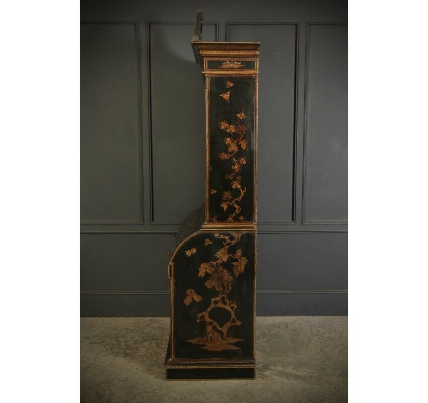 photo for sale Magnificent Early 19th Century Chinoiserie Black Lacquered Bureau Bookcase