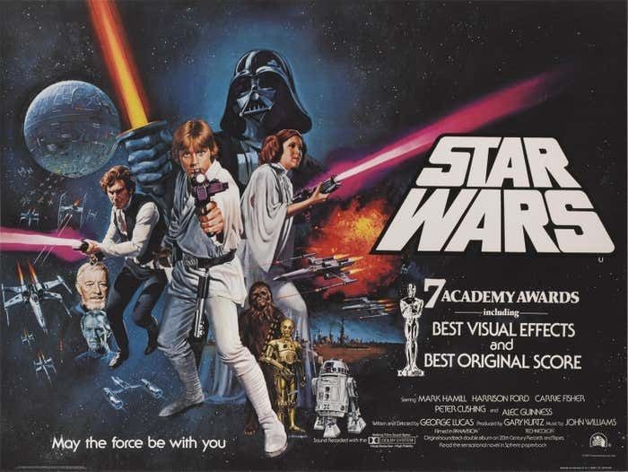 Original British Film Poster For Star Wars 1977. photo Art