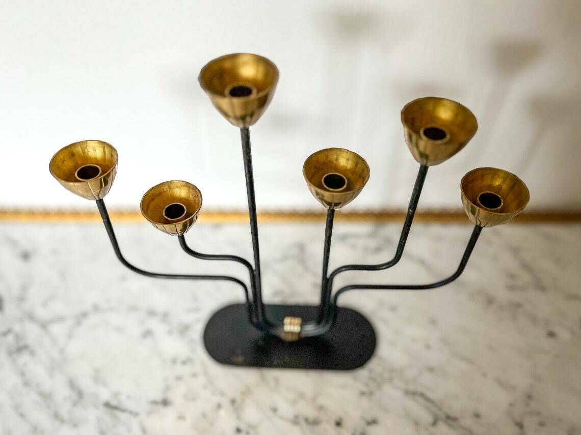 Candlestick By Swedish Modernist Designer Gunnar Ander For Ystad Metall photo for sale