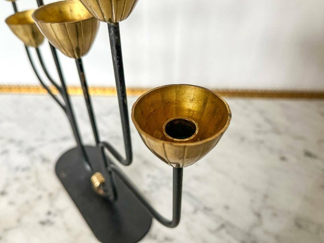 Candlestick By Swedish Modernist Designer Gunnar Ander For Ystad Metall photo vintage