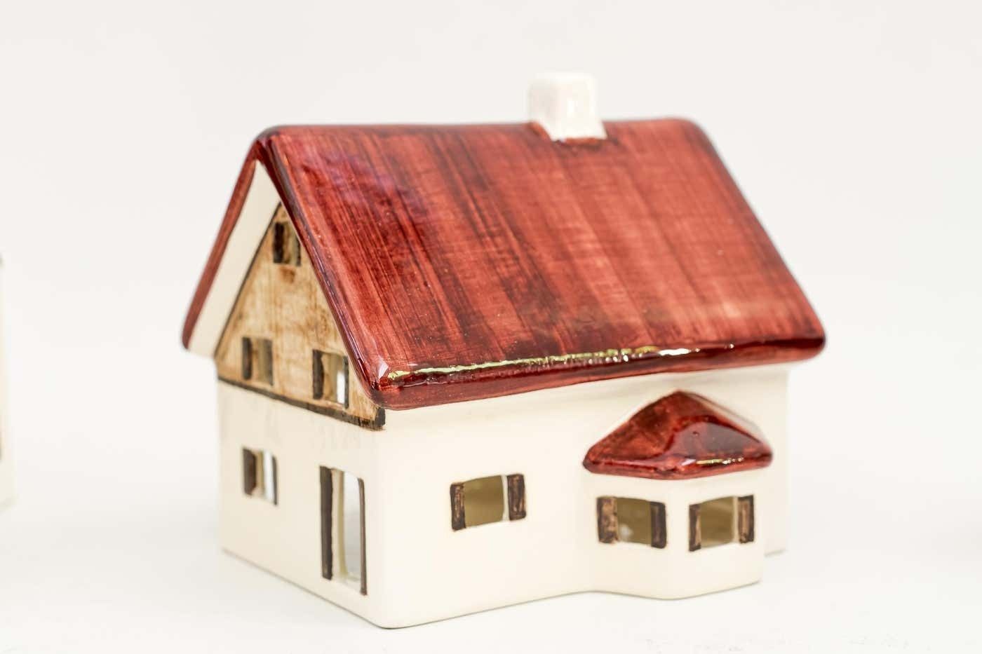 Christmas Ceramic Houses For Candle Light Deco In Shape Of A Village Around 1970 photo 746.0