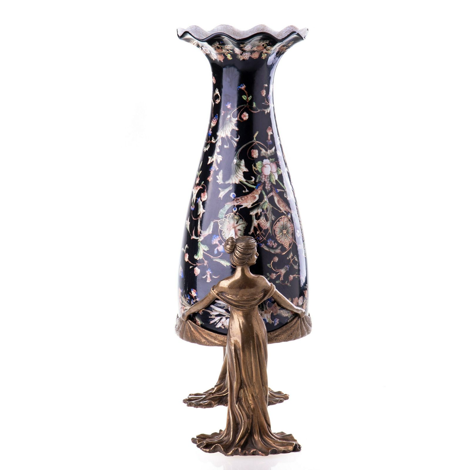Antique Still Porcelain Myth Bronze Art Nouveau Vase photo for sale