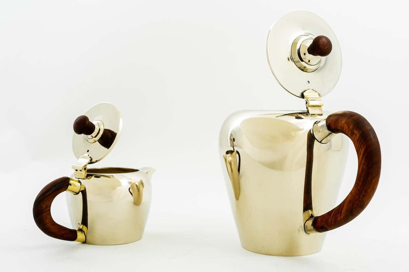 2 Art Deco Alpaca Cans With Wooden Handles Vienna Around The 1920s photo Home Decor