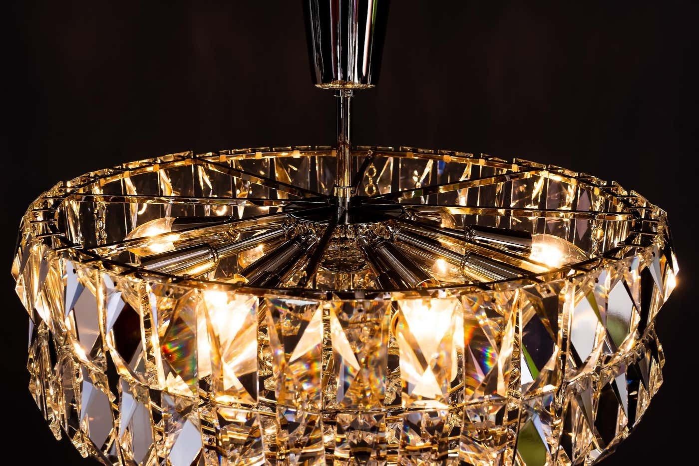 photo vintage Bakalowits Nickel Crystal Chandelier, Circa 1950s, ''We Have A Second One''