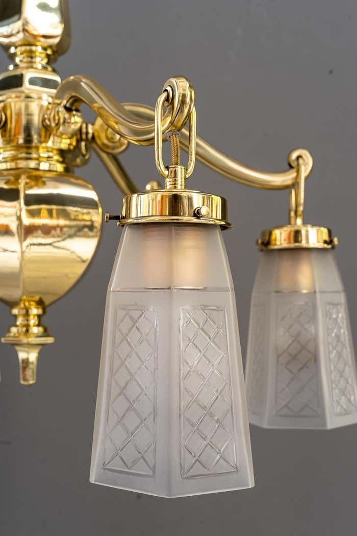 2808.0 Art Deco Chandelier With Original Glass Shades Vienna Around 1920s photo