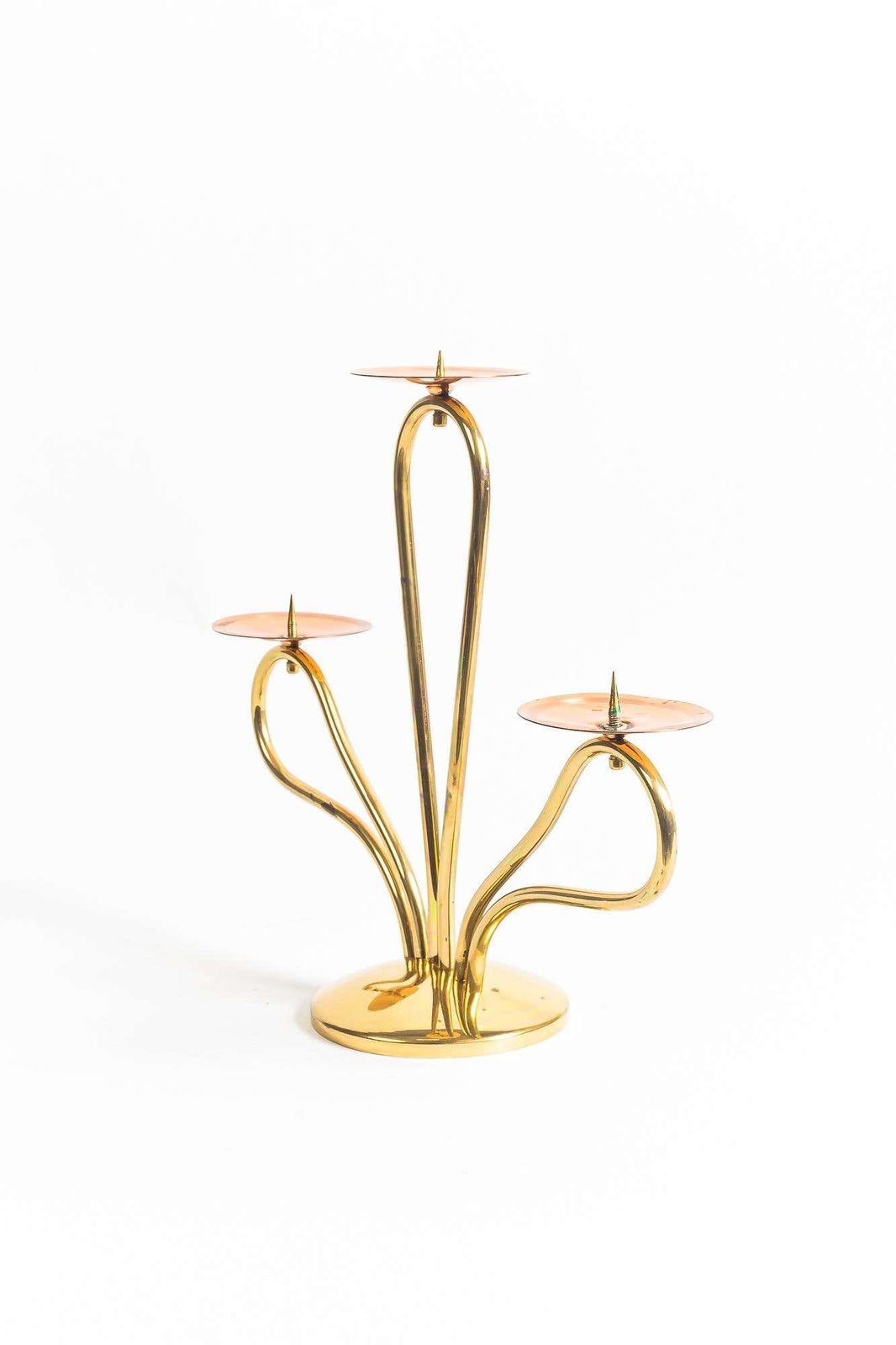 Candle Holder Vienna Brass And Copper Combination Around 1960s photo for sale