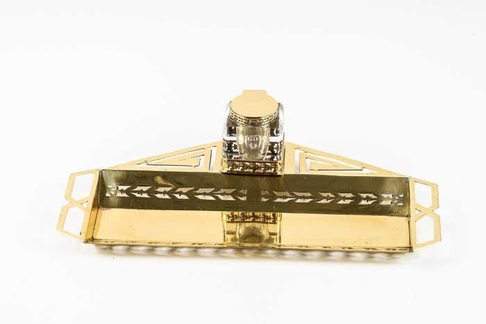 Art Deco Inkwell With Original Inkwell Glass, Vienna, Around 1920s photo Home Decor