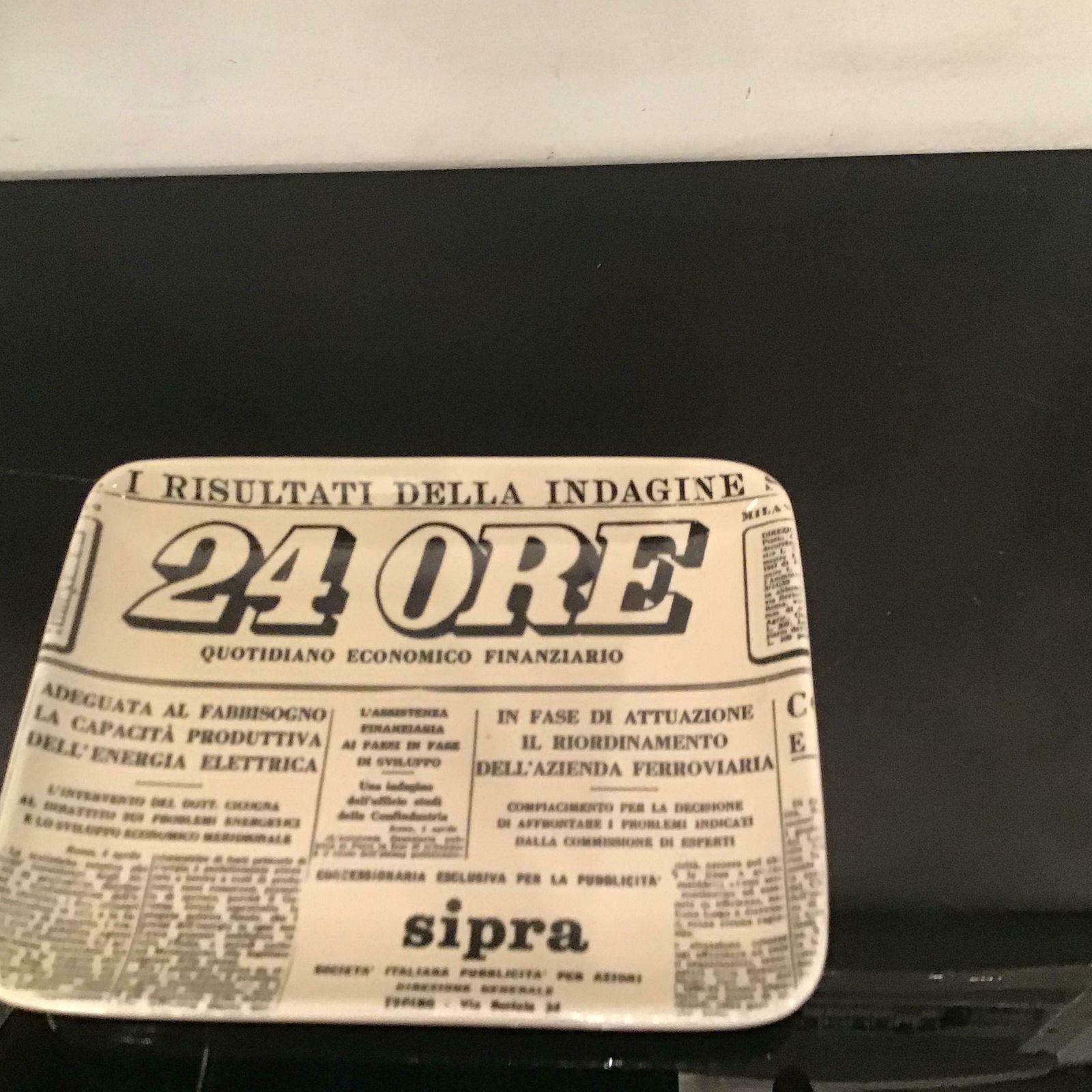 photo furniture Piero Fornasetti Ashtrays " 24 Hour Newspaper "Ceramic 1950s Italy