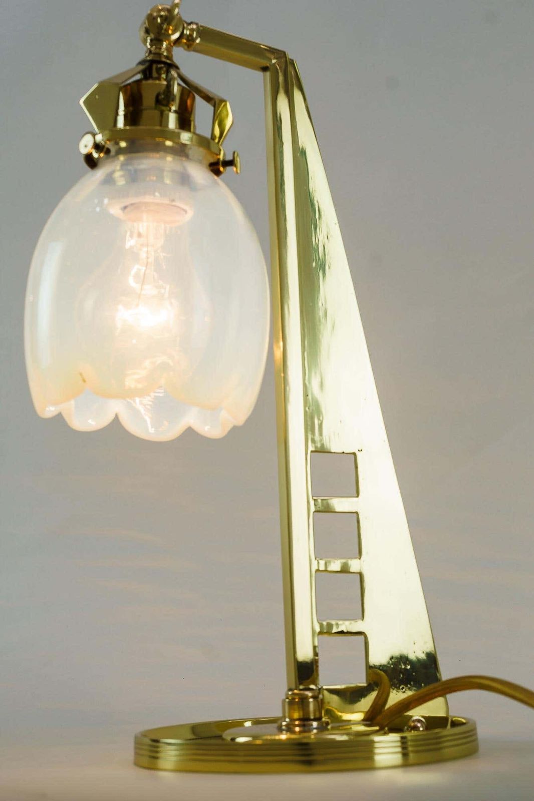 Rare Jugendstil Table Lamp With Original Opaline Glass Shade Vienna Around 1910 photo buy