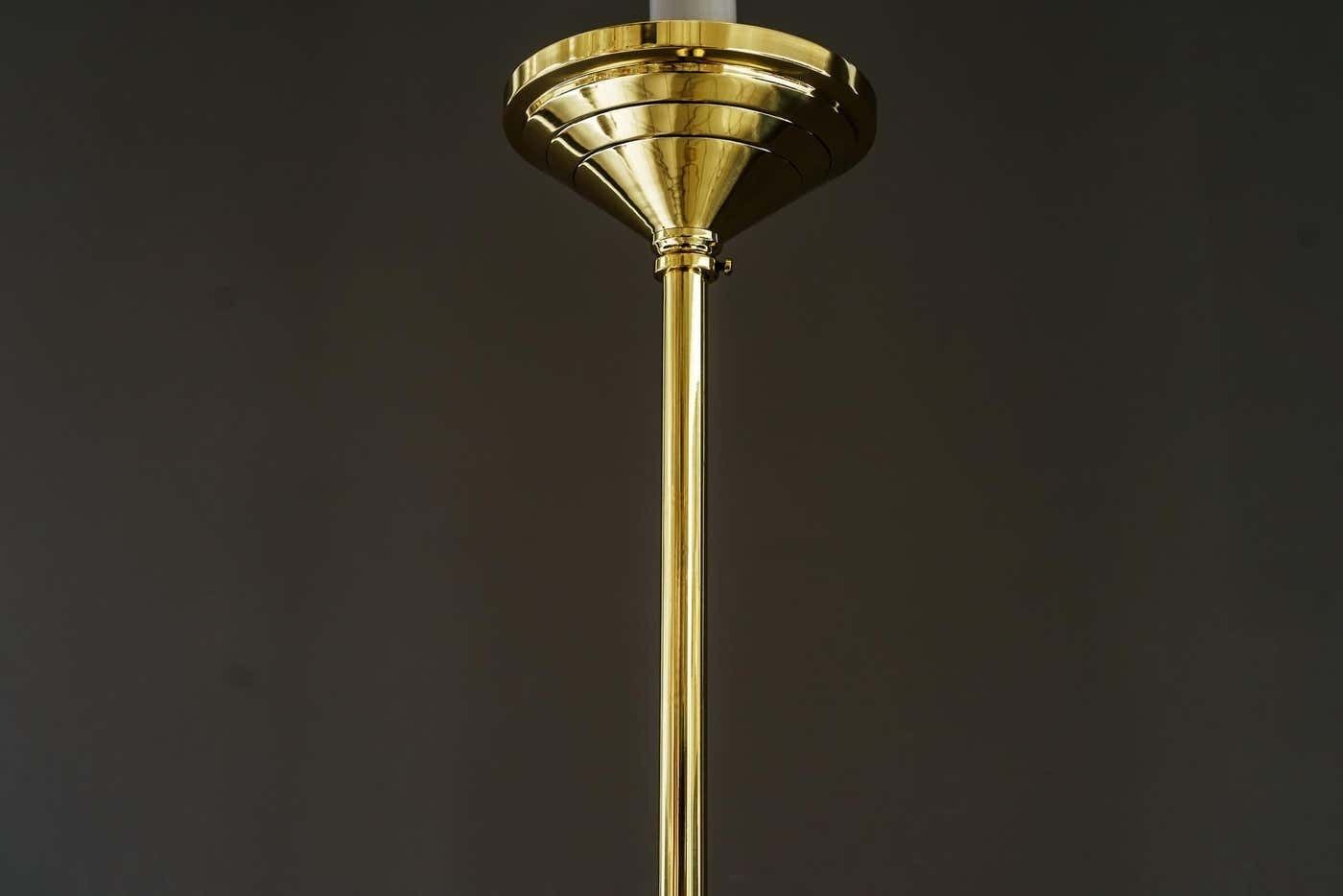 Jugendstil Pendant With Palme Koenig Glass Shade Vienna Around 1910 photo buy