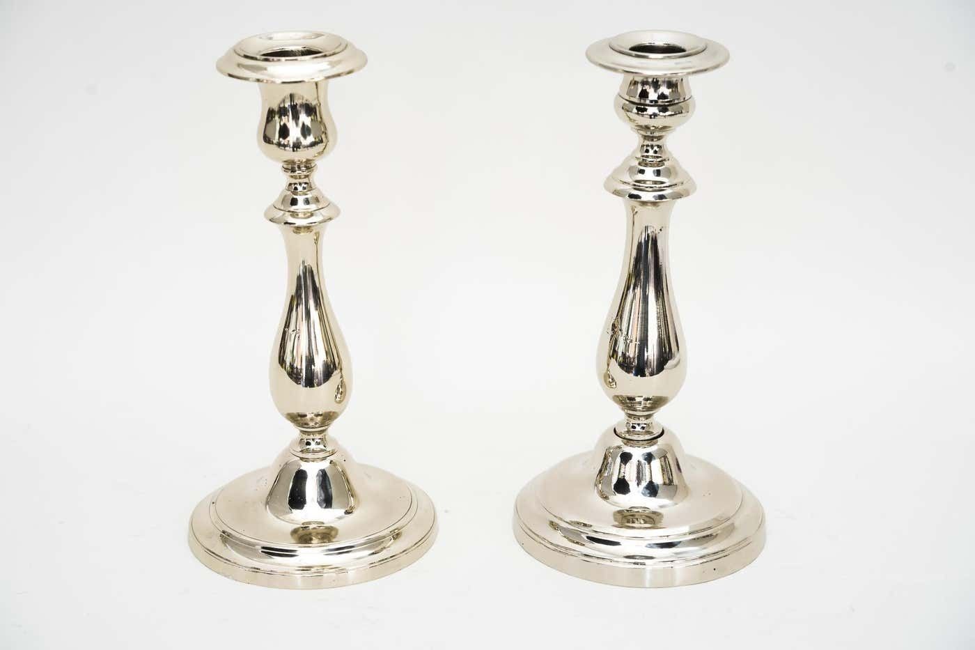 2 Candle Holders Made Of Alpaca '' White Metal '' Around 1920s photo furniture