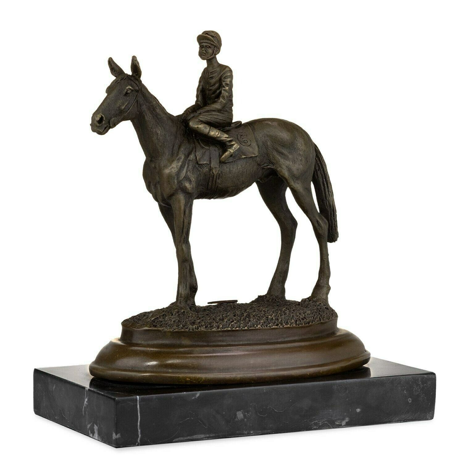 Sculpture »Jockey Rider Horse«, Bronze Figures Bronze Sculpture Figure Work Of Art Decoration Statue Garden Figure Decorative Figure
