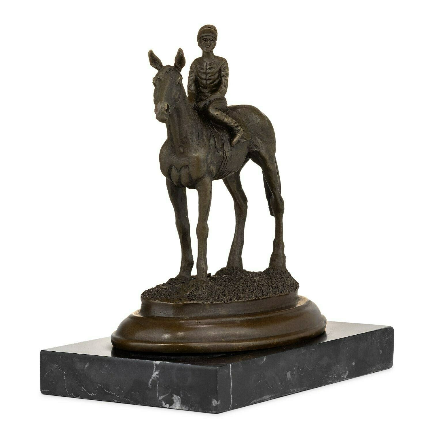 Sculpture »Jockey Rider Horse«, Bronze Figures Bronze Sculpture Figure Work Of Art Decoration Statue Garden Figure Decorative Figure photo for sale