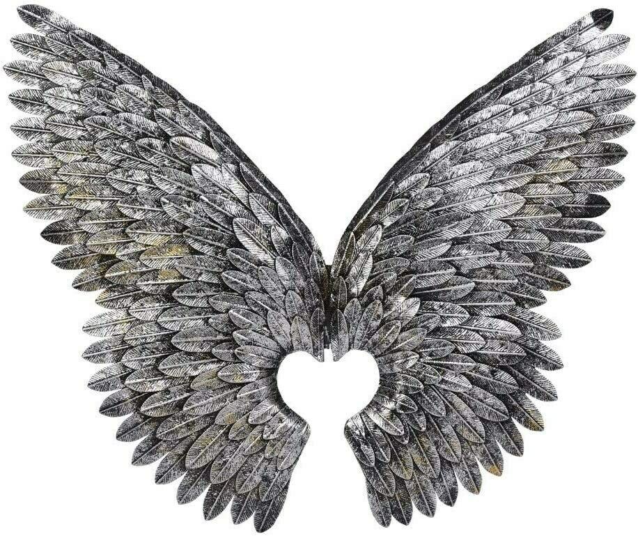 Amazing Large Wings Set, Metal Silver Wings With Heart, Wedding Hall Decoration, Wall Decor, Gift Idea