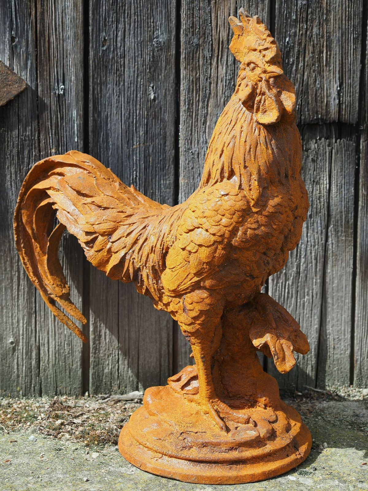 Large Cast Iron Rooster   Garden Statue   Cast Iron Garden Sculptures