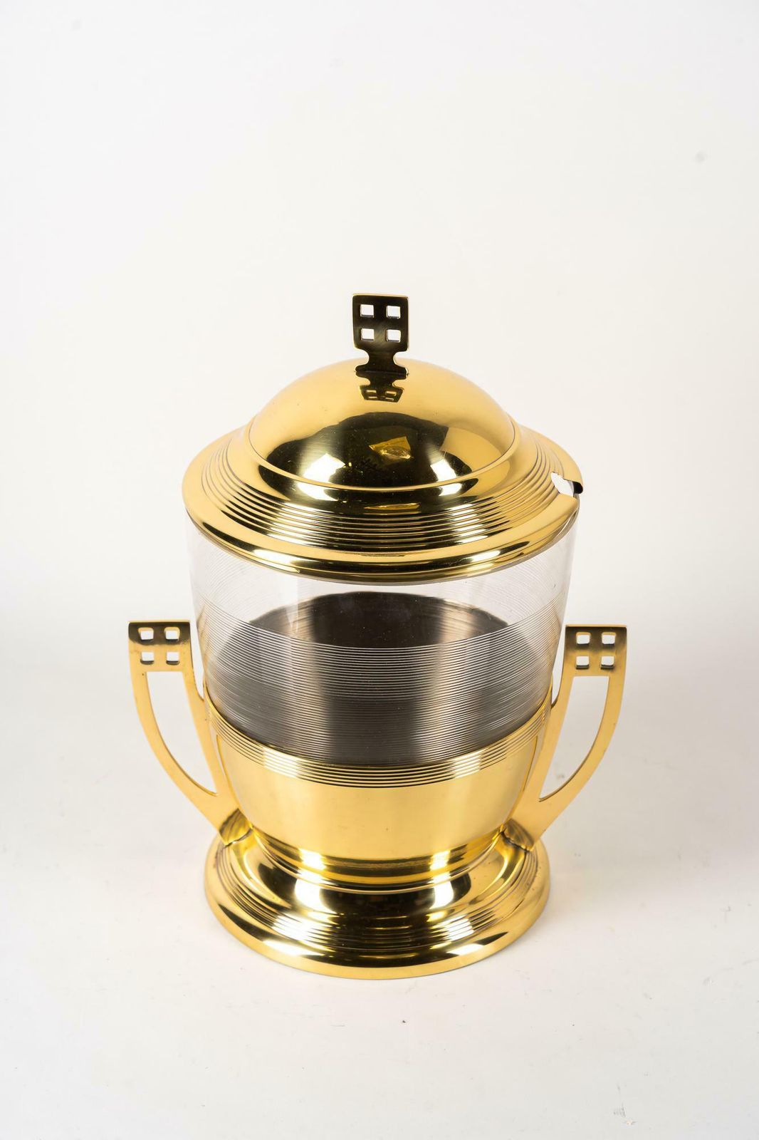 photo furniture Art Deco Brass Bowl With Original Glass, Vienna, Around 1920s