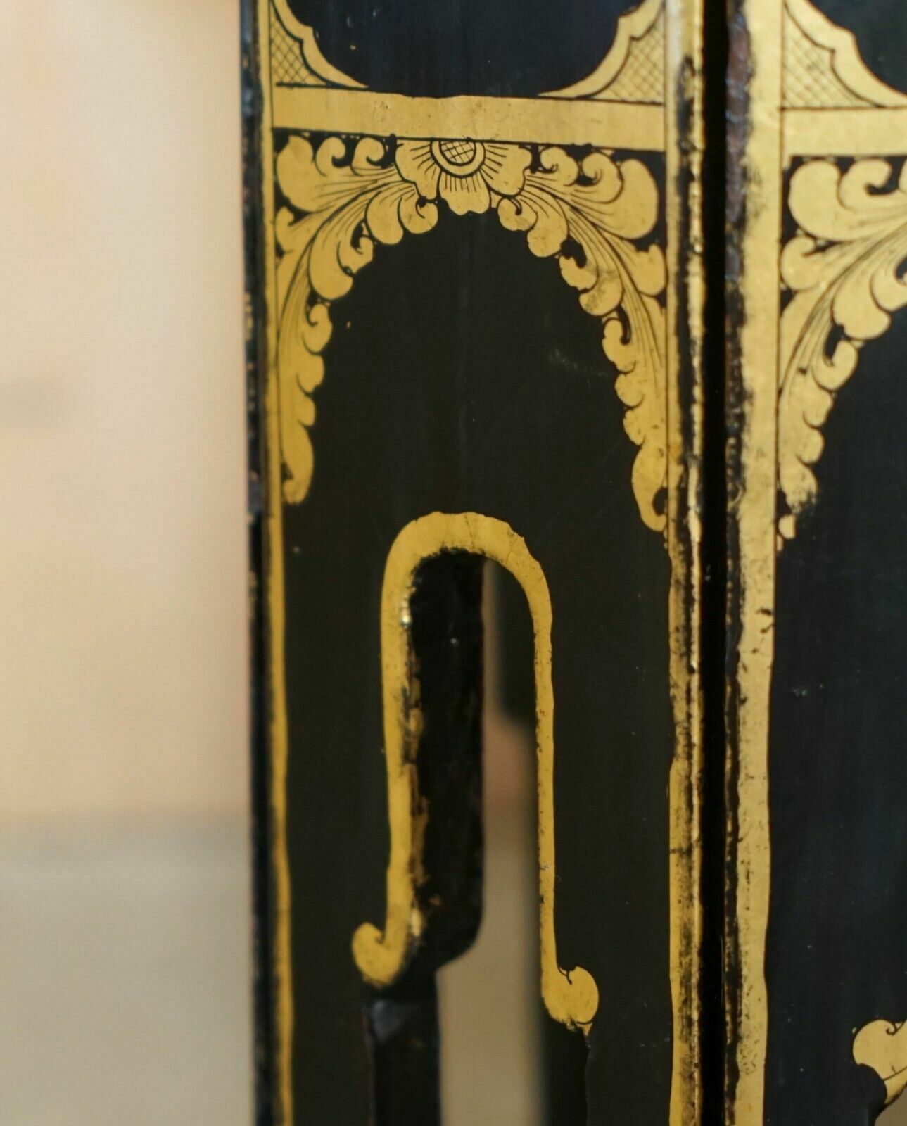 Antique Victorian Circa 1900 Chinese Chinoiserie Lacquered Folding Side Table photo 950.0