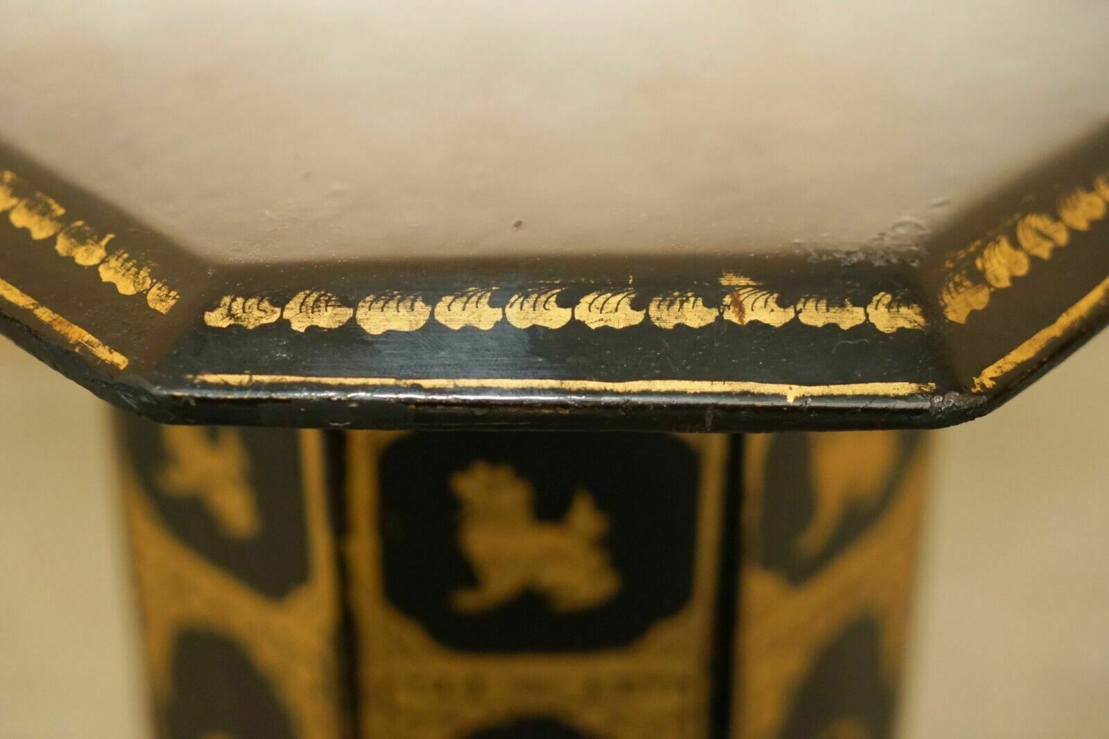 Furniture Antique Victorian Circa 1900 Chinese Chinoiserie Lacquered Folding Side Table photo