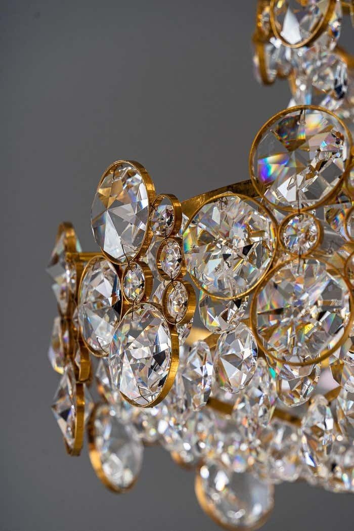 Crystal Glass "Palwa" Chandelier Around 1970s photo for sale