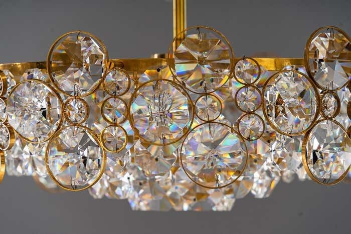 Crystal Glass "Palwa" Chandelier Around 1970s photo Lighting