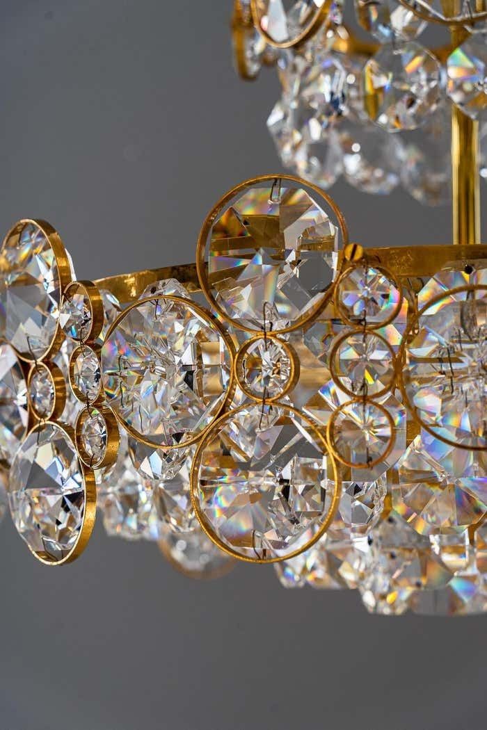 Crystal Glass "Palwa" Chandelier Around 1970s photo buy
