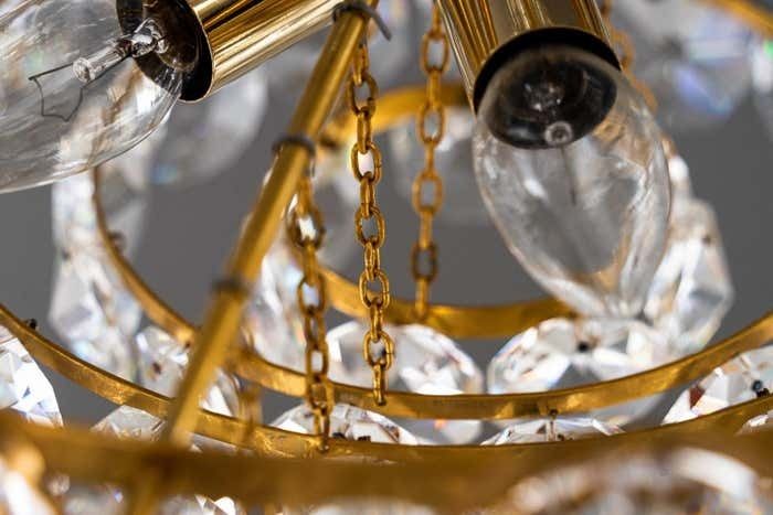 Lighting Crystal Glass "Palwa" Chandelier Around 1970s photo