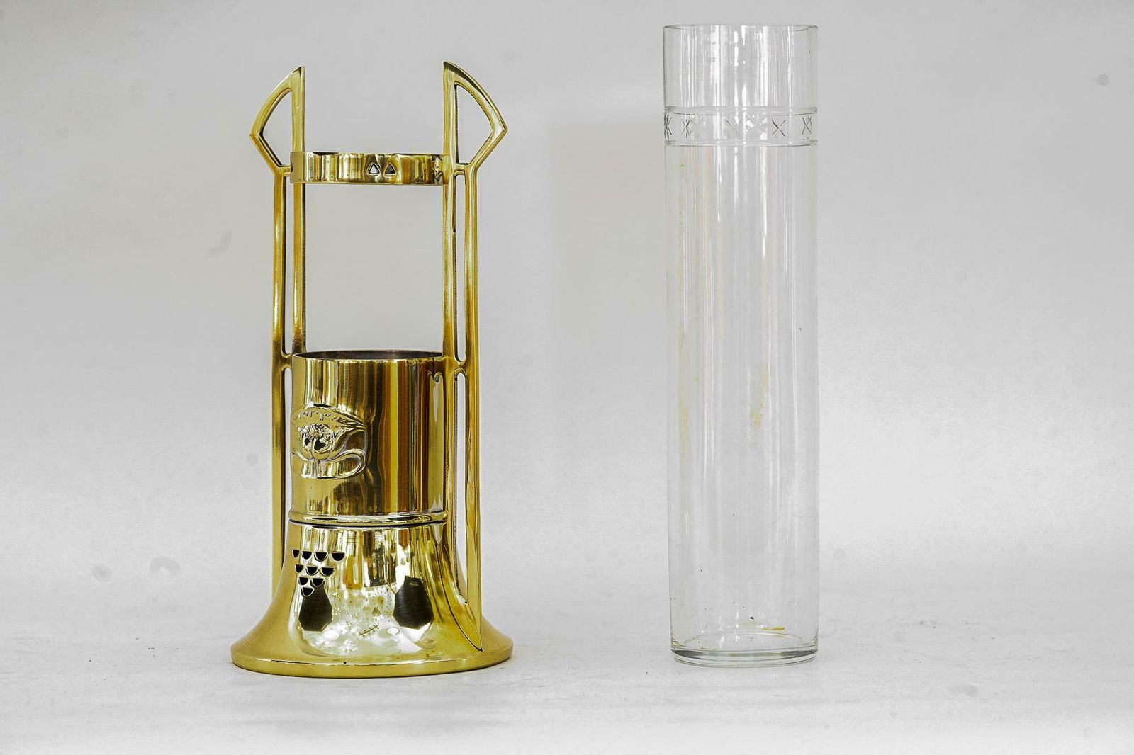Jugendstil Glass Vase With Holder By Argentor Vienna Around 1910 photo Home Decor