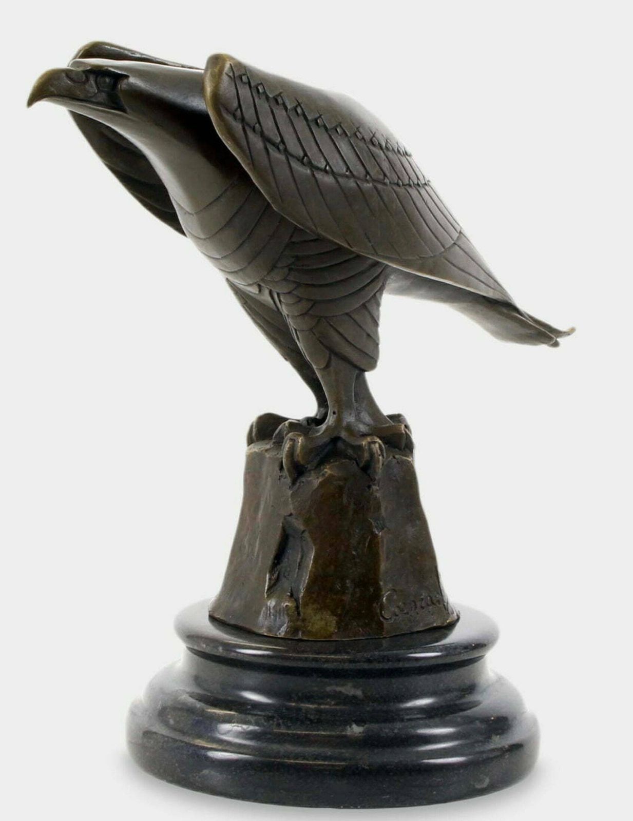 Art Deco Falcon On The Rock Bronze Sculpture On Marble Base photo furniture
